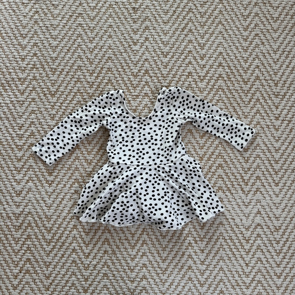 Alice + Ames, Skirted leotard, size 4T, EUC. White with black polkadots